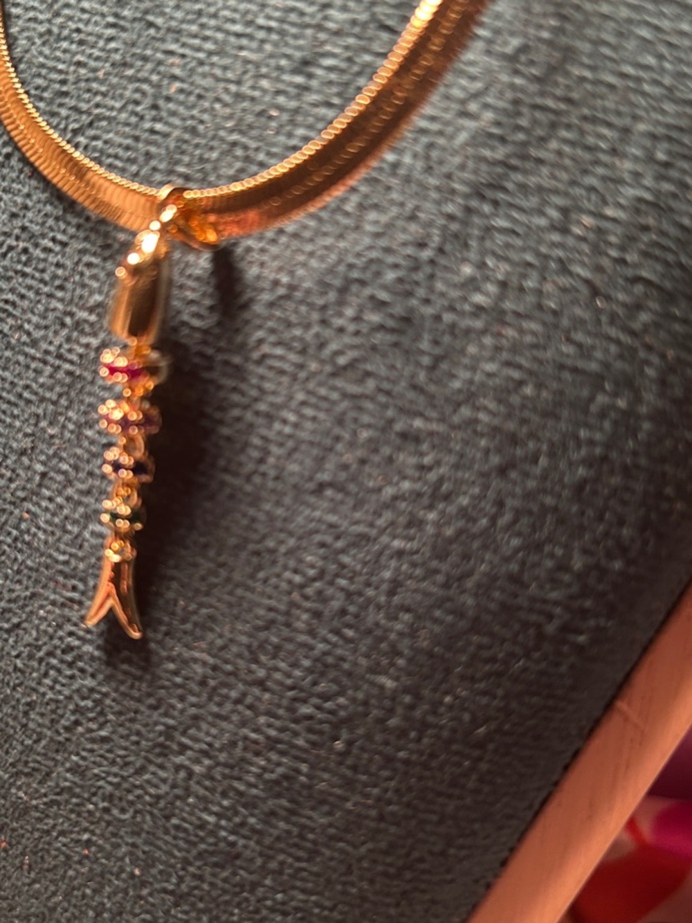 Gold-Tone Fish Pendant Necklace with Multicolored Gem Accents NEW - Picture 4 of 6